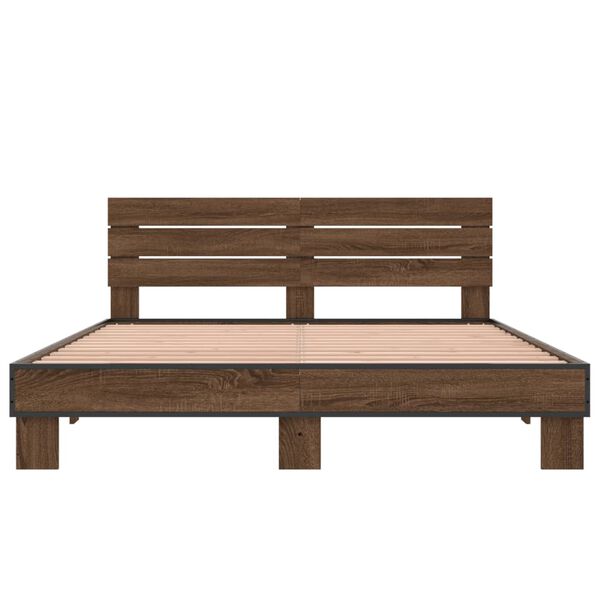 vidaXL Lovos rėmas, rudas ąžuolo, 160x200cm, apdirbta mediena/metalas