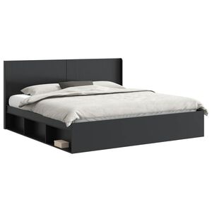 vidaXL Lovos rėmas su saugojimu ir nugara Juoda 200 x 200 cm