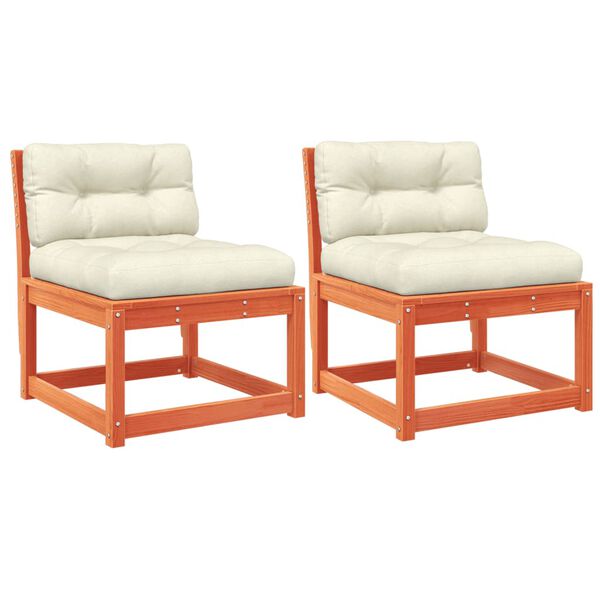 vidaXL Sodo sofos dalys su pagalvėlėmis, 2vnt., vaško, pušies masyvas