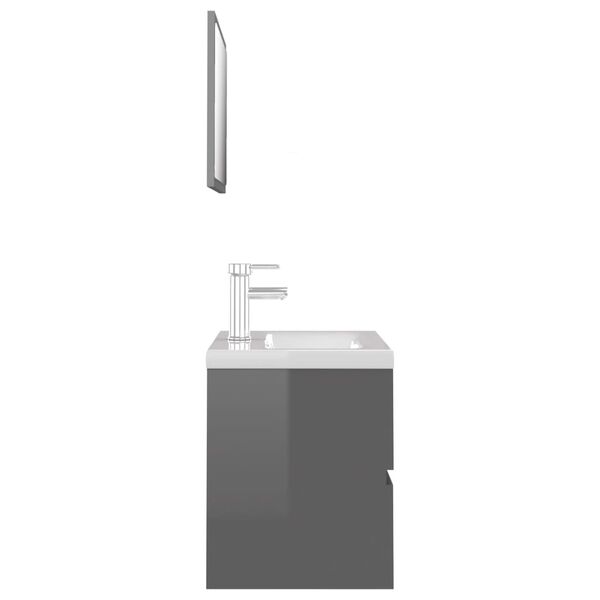 vidaXL Vonios kambario baldų komplektas, pilkas, MDP, ypač blizgus