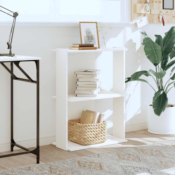 vidaXL Knygų spinta, 3 auk&scaron;tų, balta, 60x30x80cm, mediena