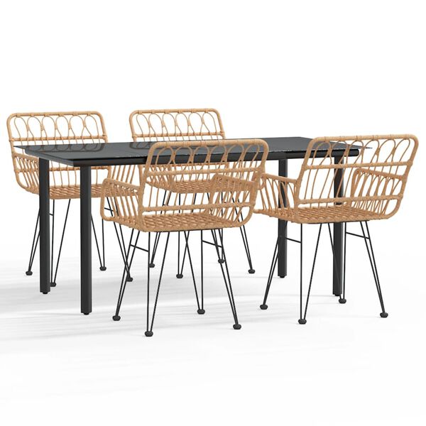 vidaXL Sodo valgomojo baldų komplektas, 5 dalių, poliratanas