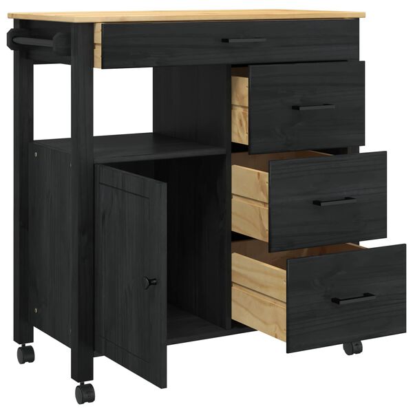vidaXL Virtuvės vežimėlis Paprastas Juoda 84 x 40 x 88,5 cm
