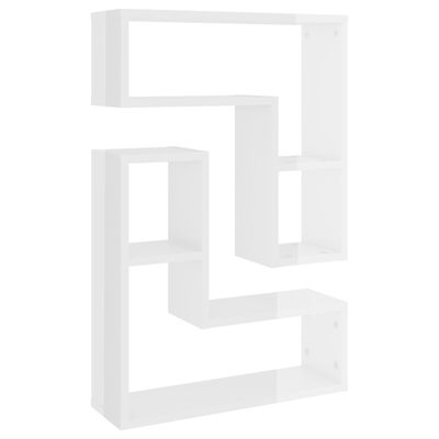 vidaXL Sieninės lentynos, 2vnt., baltos, 50x15x50cm, MDP, blizgios