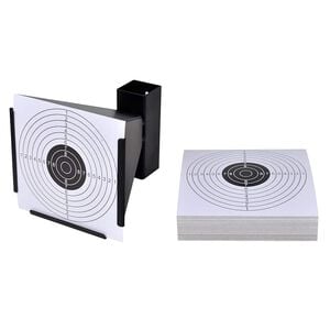 vidaXL Taikinių laikiklis-&scaron;ratų gaudyklė+100 popierinių taikinių, 14cm