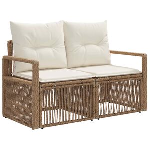 vidaXL Sodo sofa 2-Vietų skaičius Smėlio poliratanas