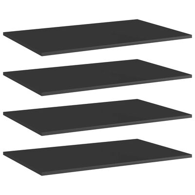 vidaXL Knygų lentynos plokštės, 4vnt., juodos, 80x50x1,5cm, MDP