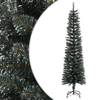 vidaXL Dirbtinė siaura Kalėdų eglutė su stovu, žalia, 180cm, PVC