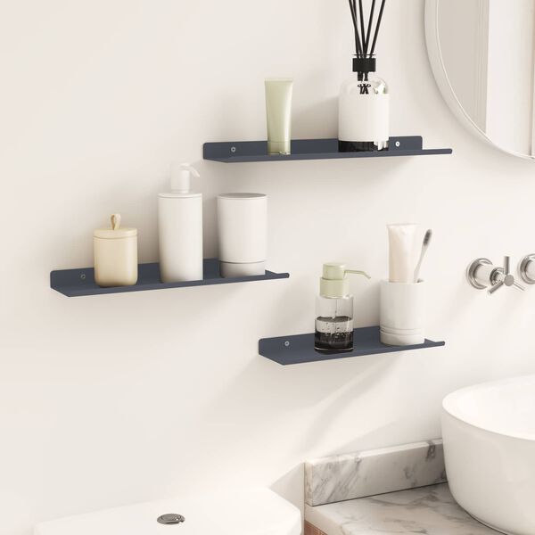 vidaXL Plūduriuojanti lentyna 3 pcs Antracitas 40 x 9 x 2,5 cm Plienas