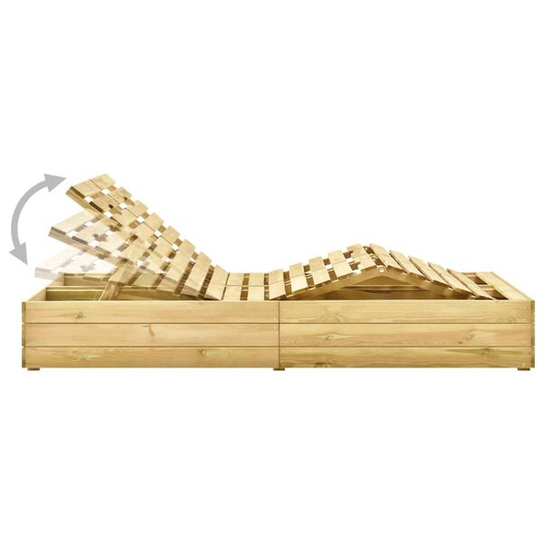 vidaXL Dvivietis saulės gultas su čiužinukais, impregnuota pušis