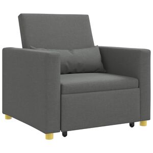 vidaXL I&scaron;traukiamas sofa-lova vienvietis su ratu Tamsiai pilka audinys