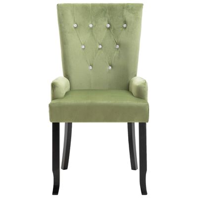 vidaXL Valgomojo kėdės su porankiais, 2vnt., šviesiai žalios, aksomas