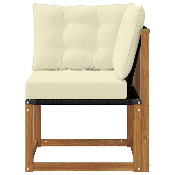 vidaXL Lauko kampinis sofa Kietas akacijos medis ir tekstileno audinys