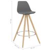 vidaXL Baro taburetės, 4vnt., pilkos spalvos, PP ir bukmedžio masyvas