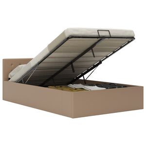 vidaXL Lovos rėmas su daiktadėže, kapučino, 140x200cm, dirbtinė oda