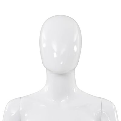 vidaXL Moteriškas manekenas, stiklo pagrindas, blizgus, baltas, 175cm