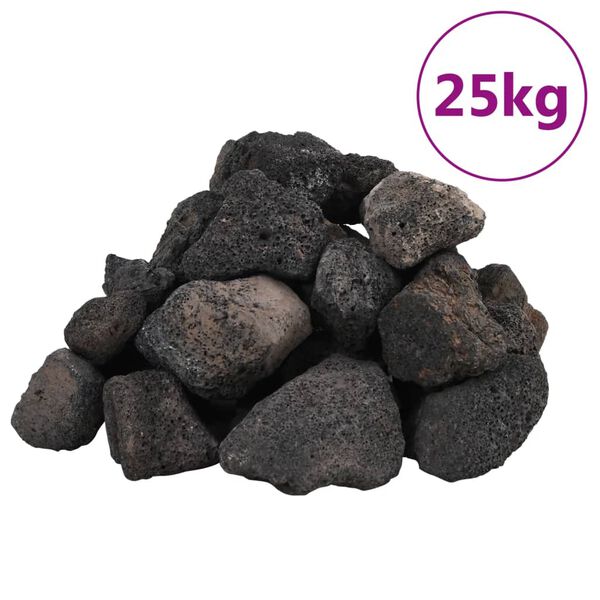 vidaXL Vulkaninės uolienos, juodos spalvos, 25kg, 5-8cm