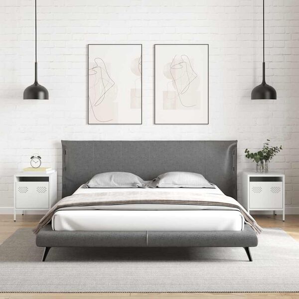 vidaXL Naktinės spintelės, 2vnt., baltos, 35x39x43,5cm, plienas