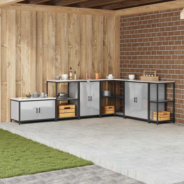 vidaXL Virtuvės saugojimas su lentyna Sidabro 60 x 50 x 92 cm Plienas