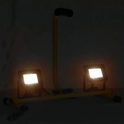 vidaXL LED prožektorius su rankena, šiltos baltos spalvos, 2x10W