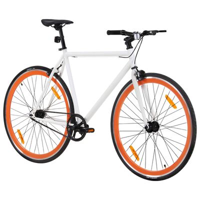 vidaXL Fiksuotos pavaros dviratis, baltas ir oranžinis, 700c, 59cm