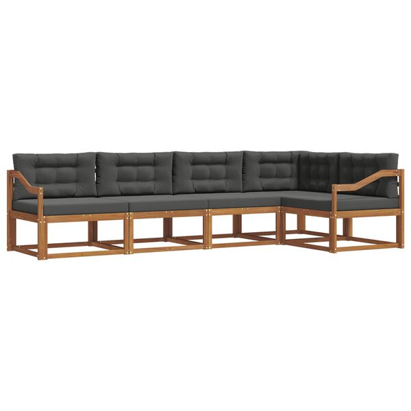 vidaXL Lauko sofos komplektas su pagalve 5 pcs Natūralus ir antracitas