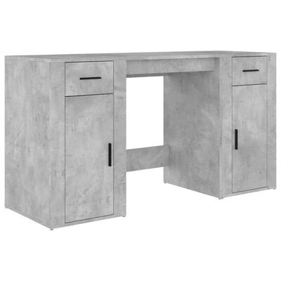 vidaXL Rašomasis stalas su spintele, betono pilkas, apdirbta mediena