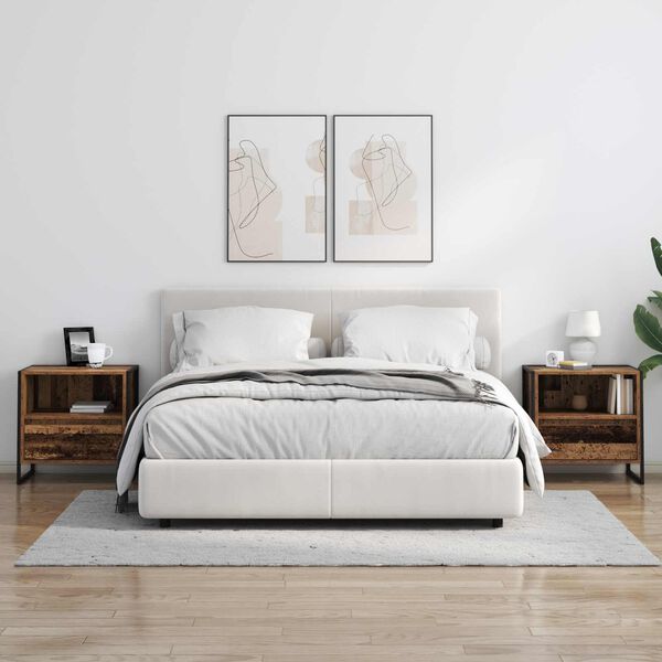 vidaXL Naktinis staliukas su stalčių Senovinis medis 50 x 39,5 x 50 cm