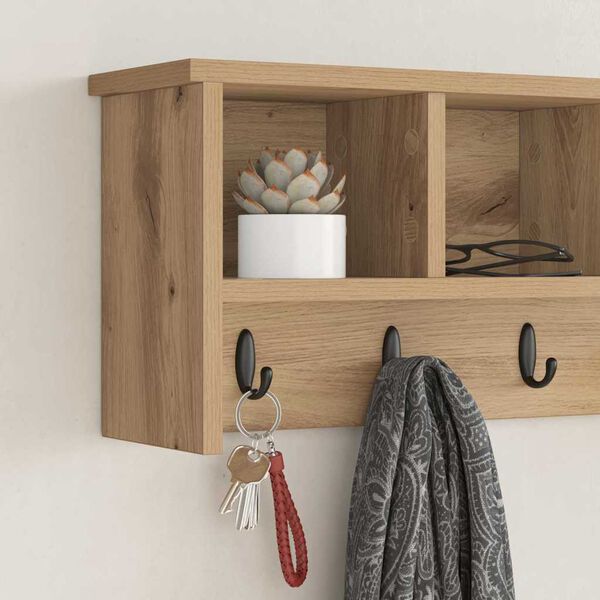 vidaXL Prikabinamas paltas su lentyna artisano ąžuolo 75 x 16 x 26 cm