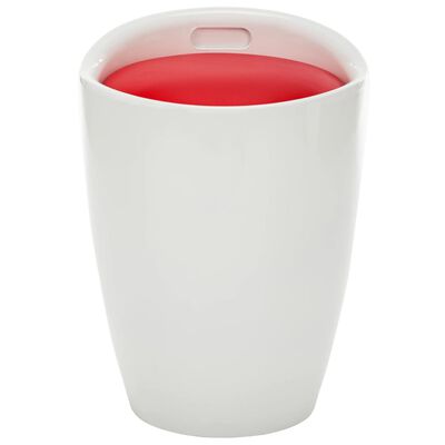 vidaXL Taburetė-daiktadėžė, baltos ir raudonos spalvos, dirbtinė oda