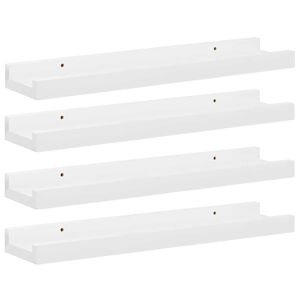 vidaXL Sieninės lentynos, 4vnt., baltos spalvos, 40x9x3cm, blizgios