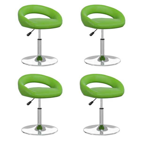 vidaXL Pasukamos valgomojo kėdės, 4vnt., žalios spalvos, dirbtinė oda