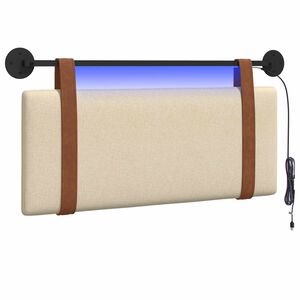 vidaXL Pakabinamas lovos galvūgalis Su LED &scaron;viesa Kreminė Antikinis PU
