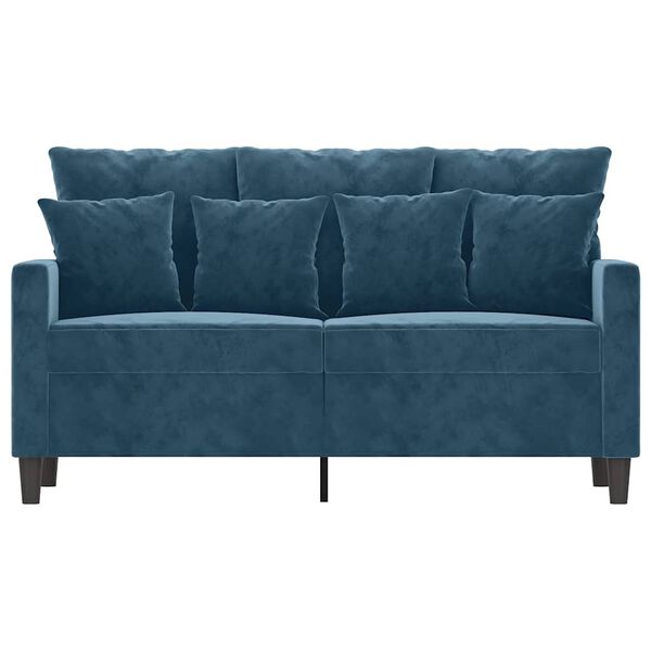 vidaXL Dvivietė sofa, mėlynos spalvos, 120cm, aksomas