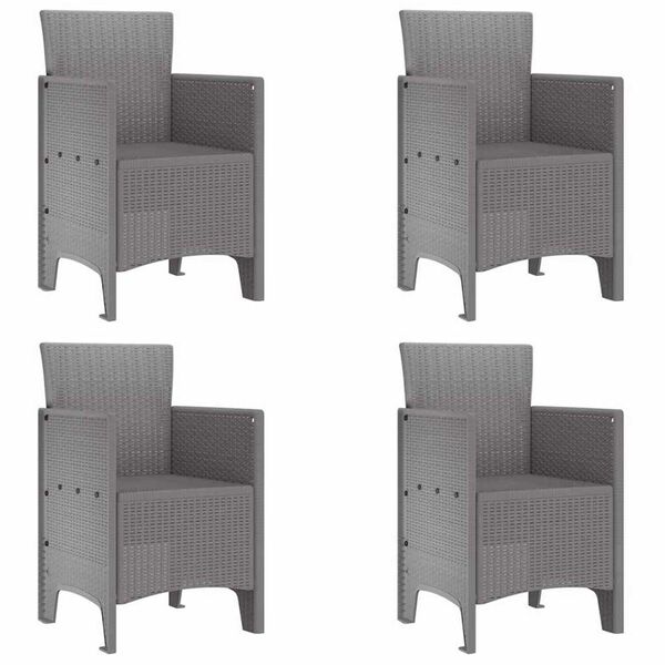 vidaXL Sodo Kėdė 4 pcs Šviesiai pilka 53 x 49 x 85 cm PP