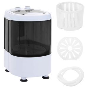 vidaXL Mini skalbimo ma&scaron;ina su vienu būgnu 2,6 kg Juoda ir Balta