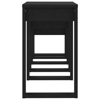 vidaXL Sustumiami staliukai, 3vnt., juodos spalvos, apdirbta mediena
