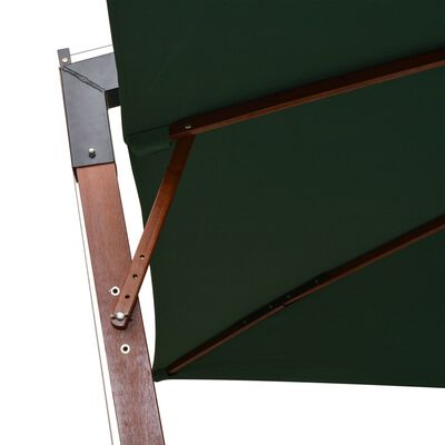 vidaXL Pakabinamas skėtis nuo saulės, 300x300cm, medin. kotas, žalias