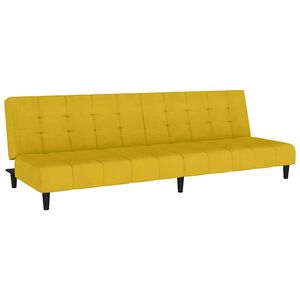 vidaXL Dvivietė sofa-lova, geltonos spalvos, aksomas