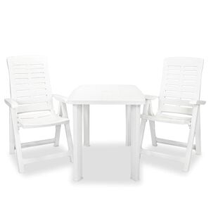 vidaXL Bistro baldų komplektas, 3d., baltas, plastikas