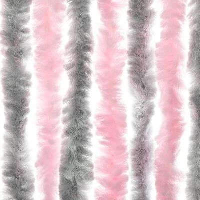 vidaXL Užuolaida nuo musių, pilka ir rožinė, 100x200cm šenilis