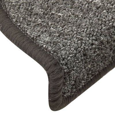 vidaXL Laiptų kilimėliai, 15vnt., tamsiai pilkos spalvos, 56x17x3cm