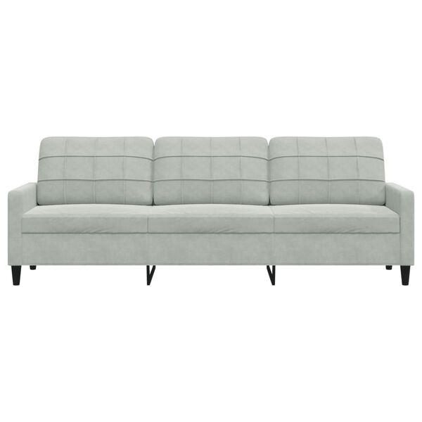 vidaXL Trivietė sofa, šviesiai pilkos spalvos, 210cm, aksomas