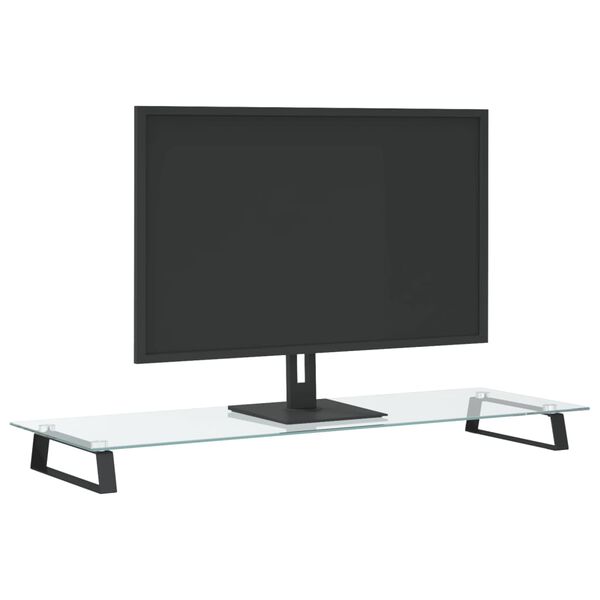 vidaXL Monitoriaus stovas, juodas, 100x35x8cm, stiklas ir metalas