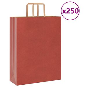 vidaXL Popieriniai mai&scaron;eliai 250vnt. su rankenomis raudonos 32x12x42cm