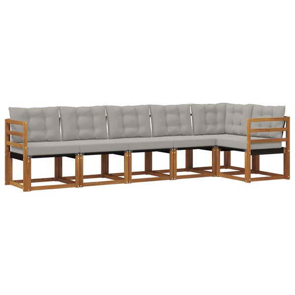 vidaXL Lauko sofos komplektas 6 pcs Natūrali ir &scaron;viesiai pilka