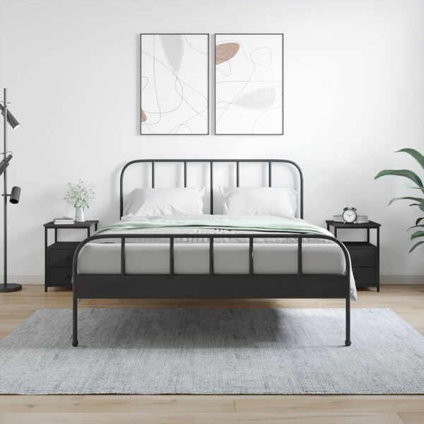 vidaXL Naktinės spintelės, 2vnt., juodos, 34x35,5x50cm, mediena