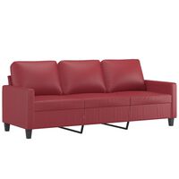 vidaXL Trivietė sofa, raudonojo vyno spalvos, 180cm, dirbtinė oda