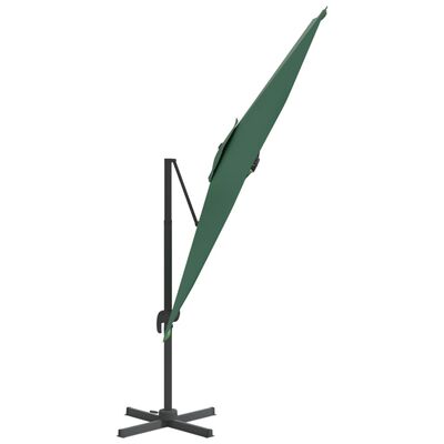 vidaXL Gembės formos skėtis su LED, žalios spalvos, 400x300cm
