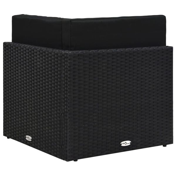 vidaXL Modulinė kampinė sofa, juodos spalvos, poliratanas